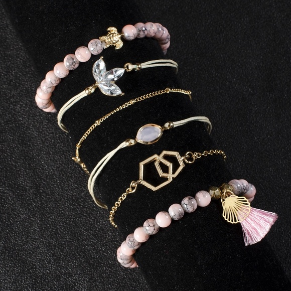 **NOLANI* 6-Pc Pink x Turtle Fashion Bracelet Set - Picture 1 of 12